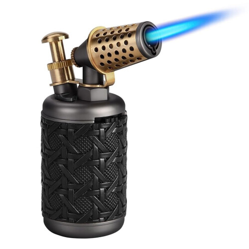 Butane Torch Lighter with Adjustable Jet Flame and Safety Lock, Windproof Refillable Cooking Torch