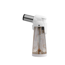 Butane Torch Lighter with Adjustable Flame Control, Windproof Jet Flame Refillable Lighter for Camping and Outdoor Use (White)