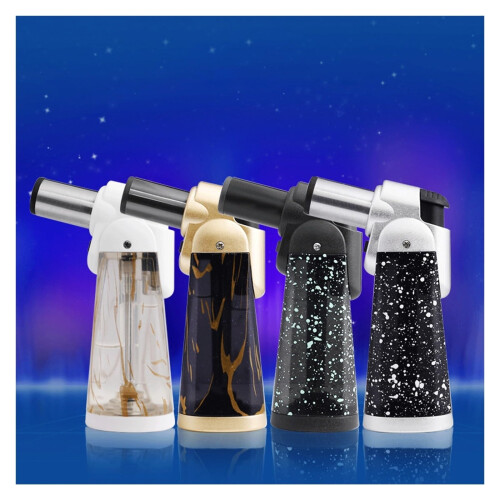 Butane Torch Lighter with Adjustable Flame Control, Windproof Jet Flame Refillable Lighter for Camping and Outdoor Use (White) 1