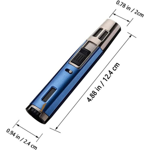 Butane Torch Lighter with Adjustable Double Flame, Windproof Refillable Design for Kitchen BBQ Camping 2