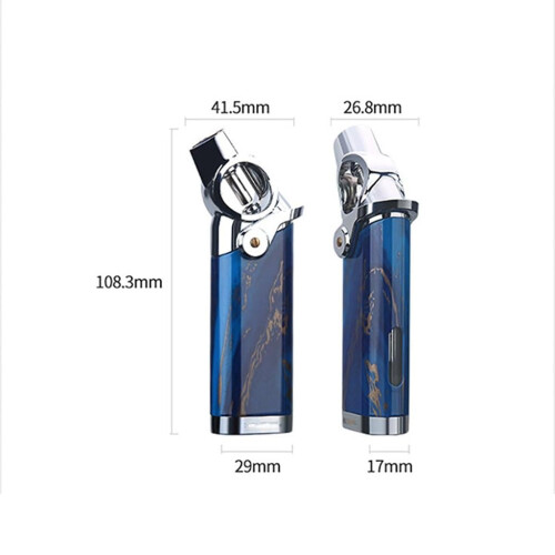 Butane Torch Lighter, Windproof Adjustable Flame Refillable Metal Lighter with Transparent Window for Camping BBQ Kitchen 2