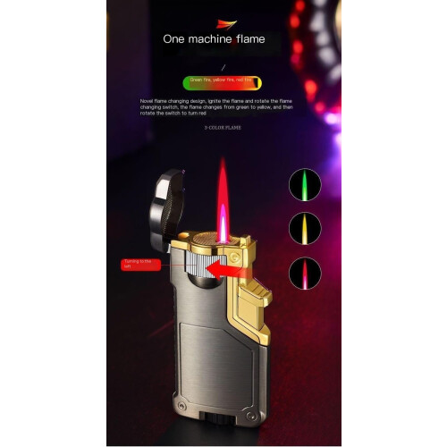 Butane Torch Lighter Windproof Jet Flame Refillable Metal Design Adjustable Flame Pink White 2