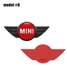 (Mini negro y rojo, 151 mm x 65 mm) Emblema 3D de ABS para capó delantero y maletero trasero de 15,1