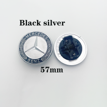 (57 mm Negro plateado) 1 pieza - ZZ - Emblema de capó de coche de 57 mm para Mercedes Benz AMG W124