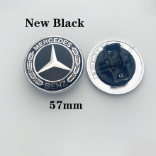 (57 mm, negro nuevo) 1 unidad - ZZ - Emblema de capó de coche de 57 mm para Mercedes Benz AMG W124 W