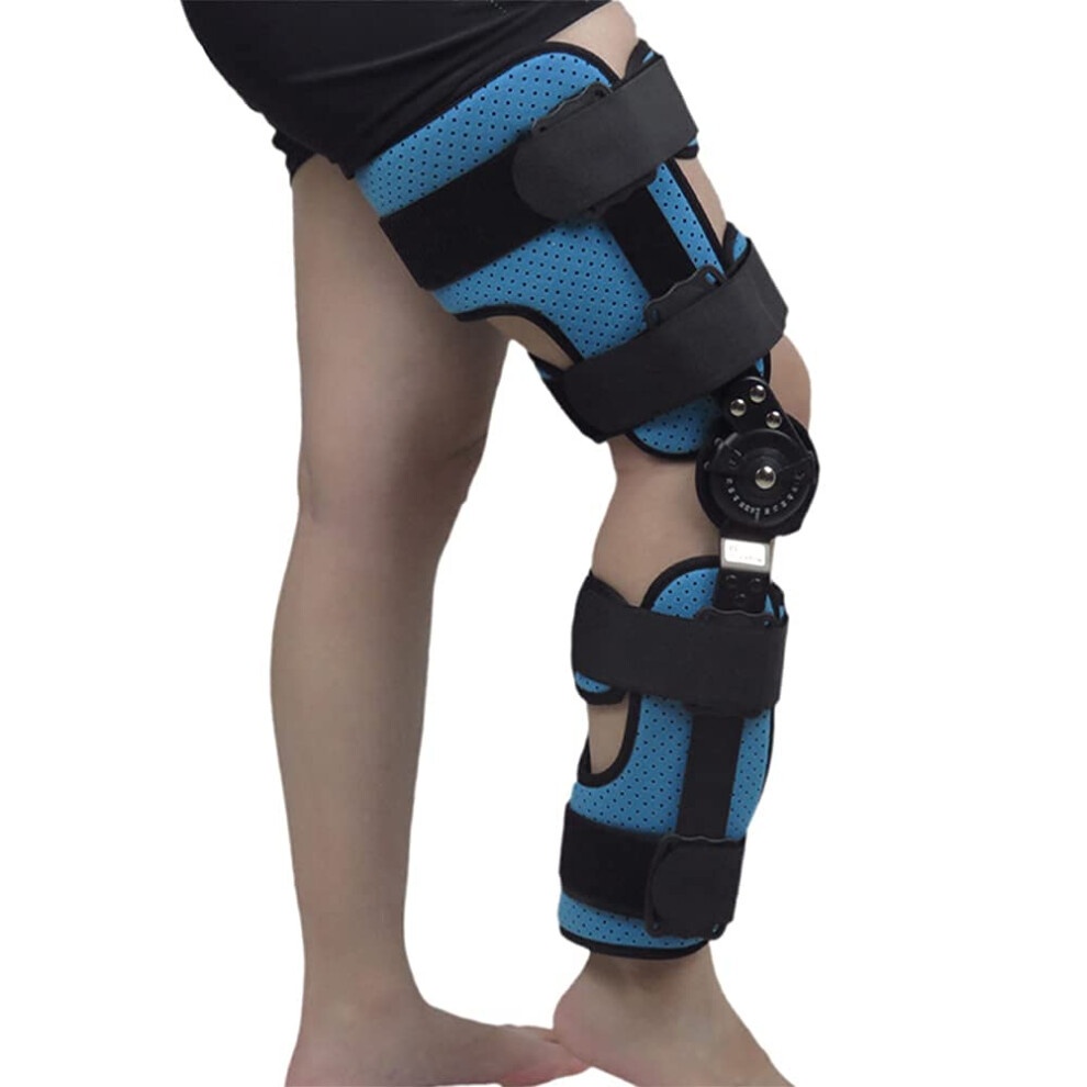 Hinged Knee Brace Right Leg Adjustable Support with Dual Hinge Stability and Breathable Comfort Fit
