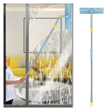 59in Telescopic Window Cleaning Pole, 2 in 1 Squeegee Kit with 180 Rotatable Head for Home Car Glass