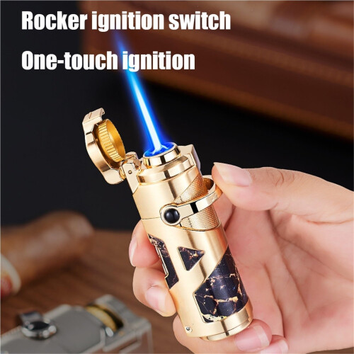 Torch Lighter Windproof Jet Flame with Ergonomic Rocker Ignition Adjustable Butane Refillable for Candles and Camping 1