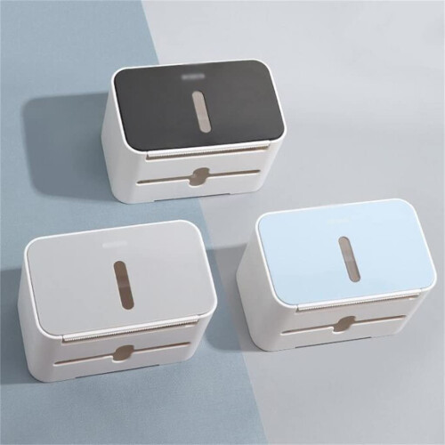 Matte Black Wall Mounted Tissue Box Holder for Bathroom, Durable Plastic, Smooth Dispensing, Easy Clean 2