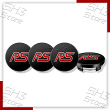 (E)4 piezas de 56 mm de aluminio para tapas centrales de llantas de coche, emblemas con logotipo RS