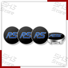 (D)4 piezas de 56 mm de aluminio para tapas centrales de llantas de coche, emblemas con logotipo RS