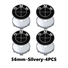 (C-plata-4PCS, China continental) Para BMW 56 mm Logotipo Tapa central de buje de rueda Adhesivo Cub