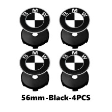 (B-negro-4PCS, China continental) Para BMW 56 mm Logotipo Tapa central de buje de rueda Adhesivo Cub