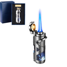 Torch Lighter Windproof Jet Flame with Ergonomic Rocker Ignition Adjustable Butane Refillable for Candles and Camping