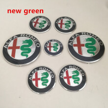 (7 piezas nuevas verdes) 7 piezas para Alfa Romeo 74 mm 50 mm Emblema para capó delantero Tapa centr