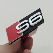 (Chrome S6) Logotipo 3D ABS cromado negro S3 S4 S5 S6 S7 S8 Emblema para parrilla delantera de coche