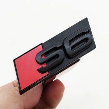 (Negro brillante S6) Logotipo 3D ABS cromado negro S3 S4 S5 S6 S7 S8 Emblema para parrilla delantera