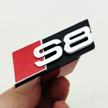 (Chrome S8) Logotipo 3D ABS cromado negro S3 S4 S5 S6 S7 S8 Emblema para parrilla delantera de coche