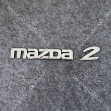 (MAZDA 2 Plata) Accesorios para coche Pegatina Estilo 3D Cromado Negro Logotipo Letras para Maletero