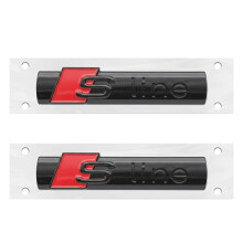 (2 piezas S line) Para AODI A4 2008-2017 Emblema adhesivo ABS negro con logotipo de 4 anillos para c
