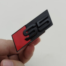 (Negro brillante S5) Logotipo 3D ABS cromado negro S3 S4 S5 S6 S7 S8 Emblema para parrilla delantera