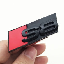 (Negro brillante S8) Logotipo 3D ABS cromado negro S3 S4 S5 S6 S7 S8 Emblema para parrilla delantera
