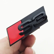 (Negro brillante S3) Logotipo 3D ABS cromado negro S3 S4 S5 S6 S7 S8 Emblema para parrilla delantera