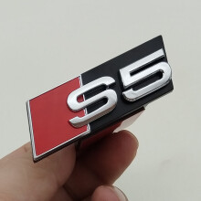 (Chrome S5) Logotipo 3D ABS cromado negro S3 S4 S5 S6 S7 S8 Emblema para parrilla delantera de coche