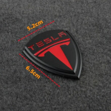 (Negro Rojo) Pegatina decorativa para coche, calcomanía metálica con el logotipo S para Tesla Model