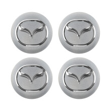 (Plata) 4 piezas de 56 mm Emblema de tapa de buje central de rueda de coche, calcomanía para rueda M
