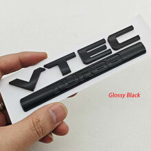(Negro) Emblema adhesivo 3D ABS cromado negro con logotipo VTEC TURBO para maletero trasero de coche