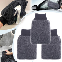 Microfiber Cleaning Glove for Bathroom Glass and Car, Ultra Absorbent Shower Glove, Streak Drying (3Pcs)