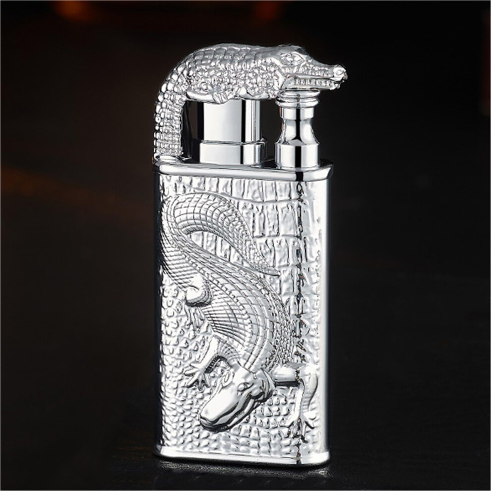 Butane Torch Lighter Dual Flame Windproof Refillable Dragon Design Zinc Alloy Pocket Jet Lighter