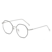 Blue Light Reading Glasses +2.50 Unisex Polygonal Frame Black Silver Anti UV Protection Clear Vision