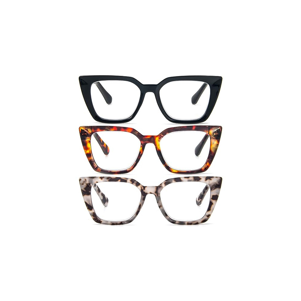 Blue/Light Blocking Reading Glasses For Women 3 Pack 1.0 Magnification Stylish Spring Hinge Frames