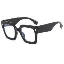 Oversized Blue Light Blocking Computer Reading Glasses Anti Eye Strain with Flat Light Mirror Black Frame