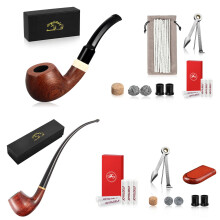 Handcrafted Rosewood Tobacco Pipe Set with Dual Pipe Design, Long Stem Comfort, Complete Starter Kit Gift