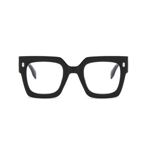 Oversized Blue Light Blocking Computer Reading Glasses Anti Eye Strain with Flat Light Mirror Black Frame 1