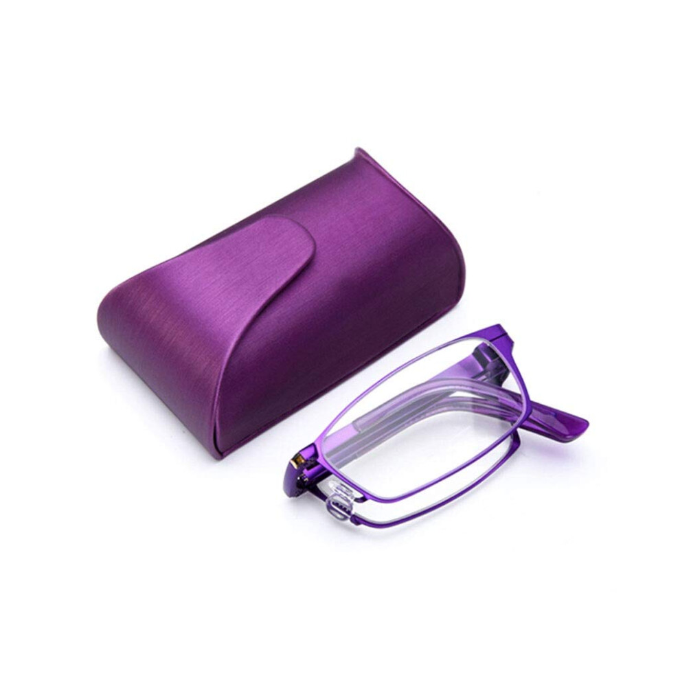 Stylish Purple Foldable Reading Glasses 1.5 for Women, Blue Light Blocking Readers Anti Eye Fatigue