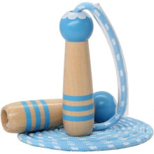 (Blue) SCSYV Jump Rope Kids, 7ft Adjustable Cotton Skipping Rope with Wooden Handle for Boys and Girls Fitness Outdoor Exercise