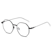Blue Light Blocking Reading Glasses +3.50 Black Polygonal Frame with UV Protection for Men and Women