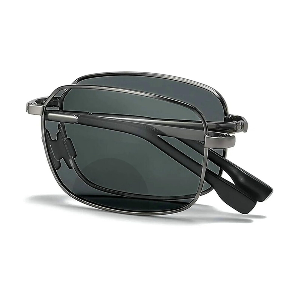 Grey 2.75X Bifocal Reading Sunglasses For Men And Women, Foldable Glasses With Clear Magnification