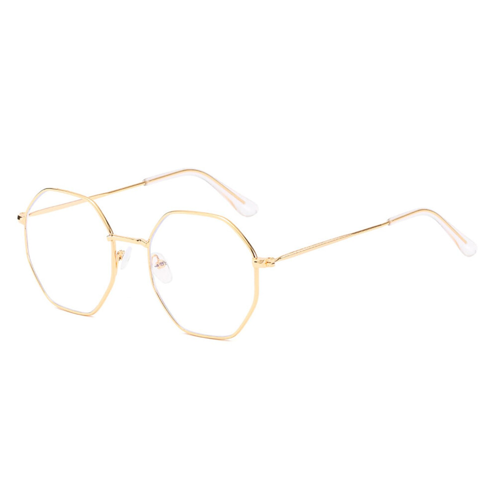 Blue/Light Blocking Reading Glasses Retro Polygon Metal Frame, Unisex Computer Readers For Clear Vision