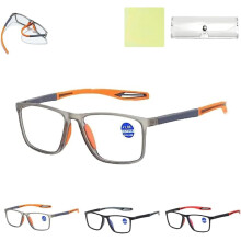 Men's Sports Reading Glasses 2.5x Orange Anti Blue Light Presbyopic Glasses for Cycling and Outdoor Use