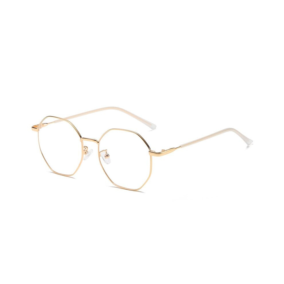 Blue/Light/Gold Reading Glasses +2.50, Unisex Polygonal Frame Readers With Uv Protection For Computer Use