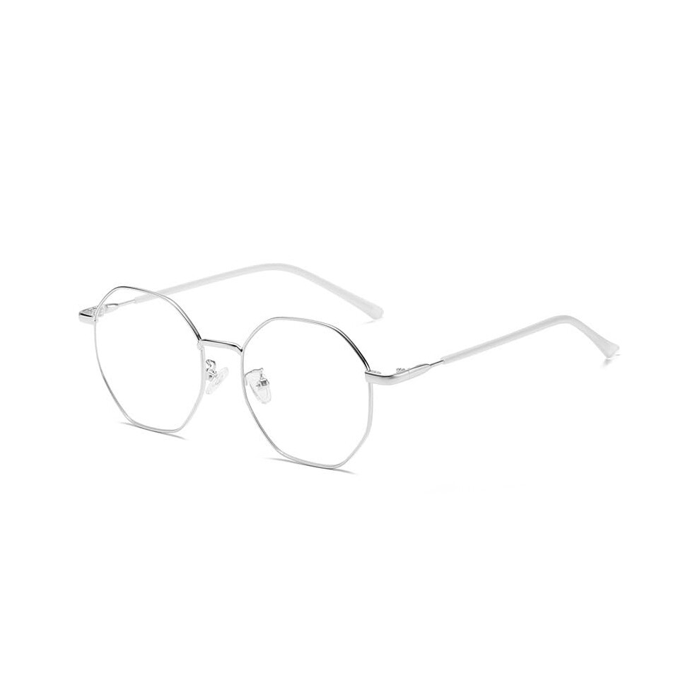 Blue/Light/Silver Blocking Reading Glasses +2.00 Frame, Unisex Anti Uv Polygonal Design For Eye Strain Relief