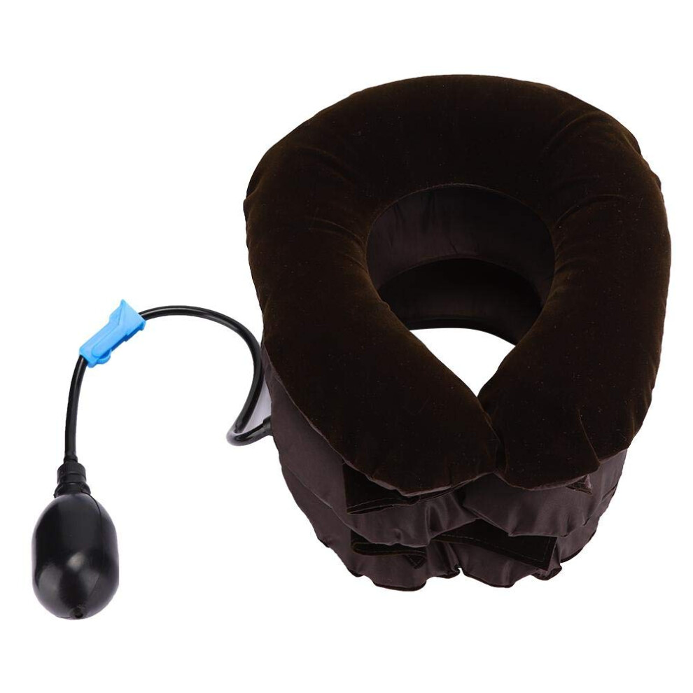 Cervical Traction Device 3 Layer Inflatable Neck Stretcher for Pain Relief and Spine Alignment Cafe