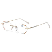 Women's Frameless Reading Glasses +2.50, Blue Light Blocking Anti Glare UV Protection Readers Champagne