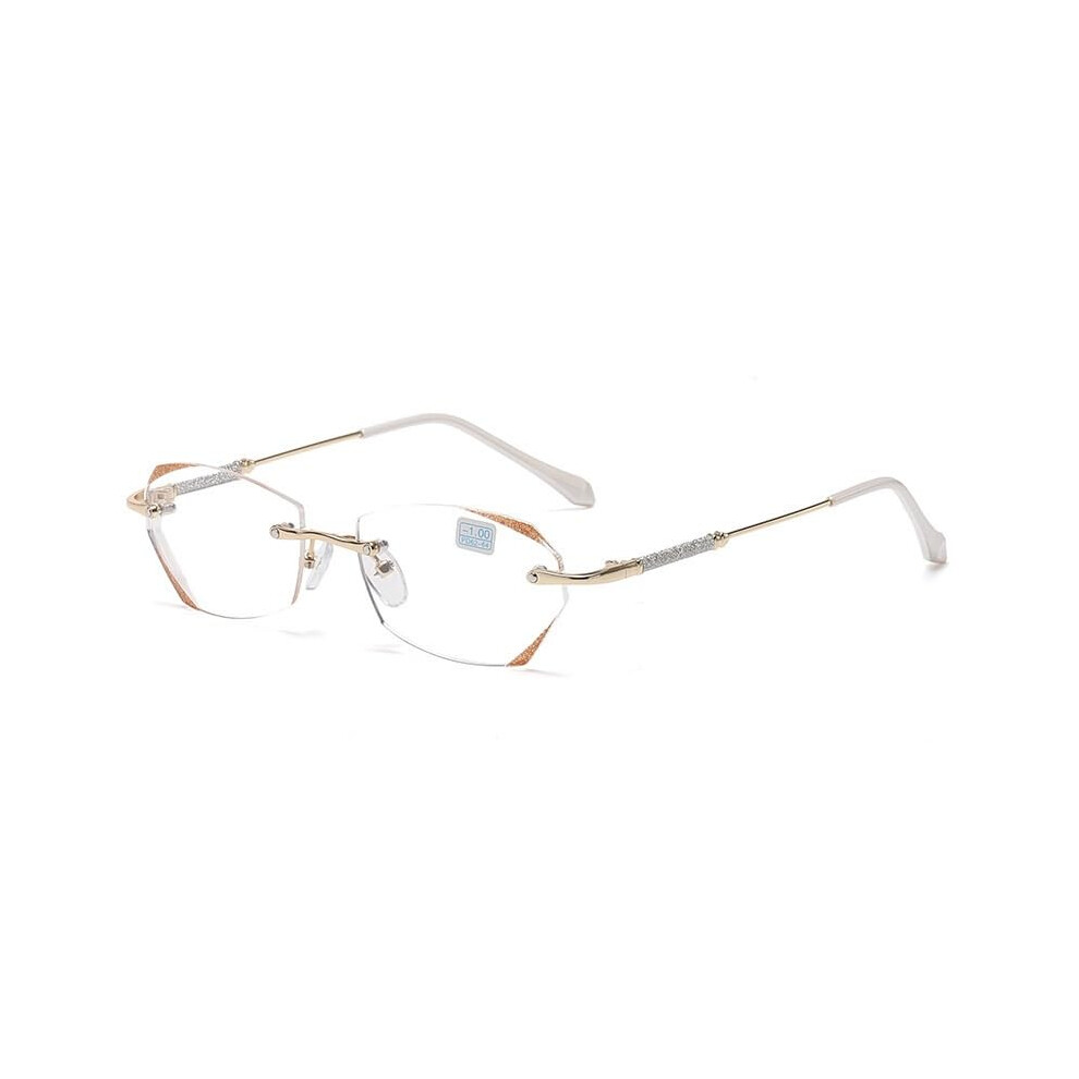 Blue/Light Women's Frameless Reading Glasses +1.00 Champagne, Blocking Lens, AntiâUv Eye Protection