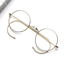 Gold Round Blue Light Reading Glasses 1.5X Real Glass Lens Ultra Thin Titanium Frame for Men and Women